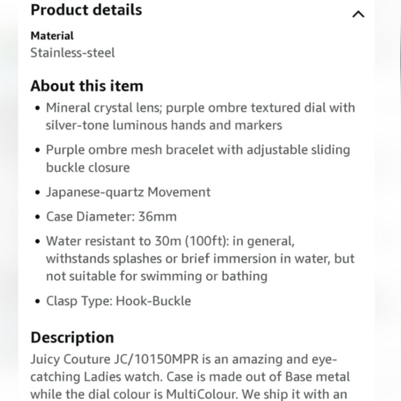 Juicy Couture Ombré Wrist Watch Adjustable Metallic Mesh Band Monogram Timepiece main image 8